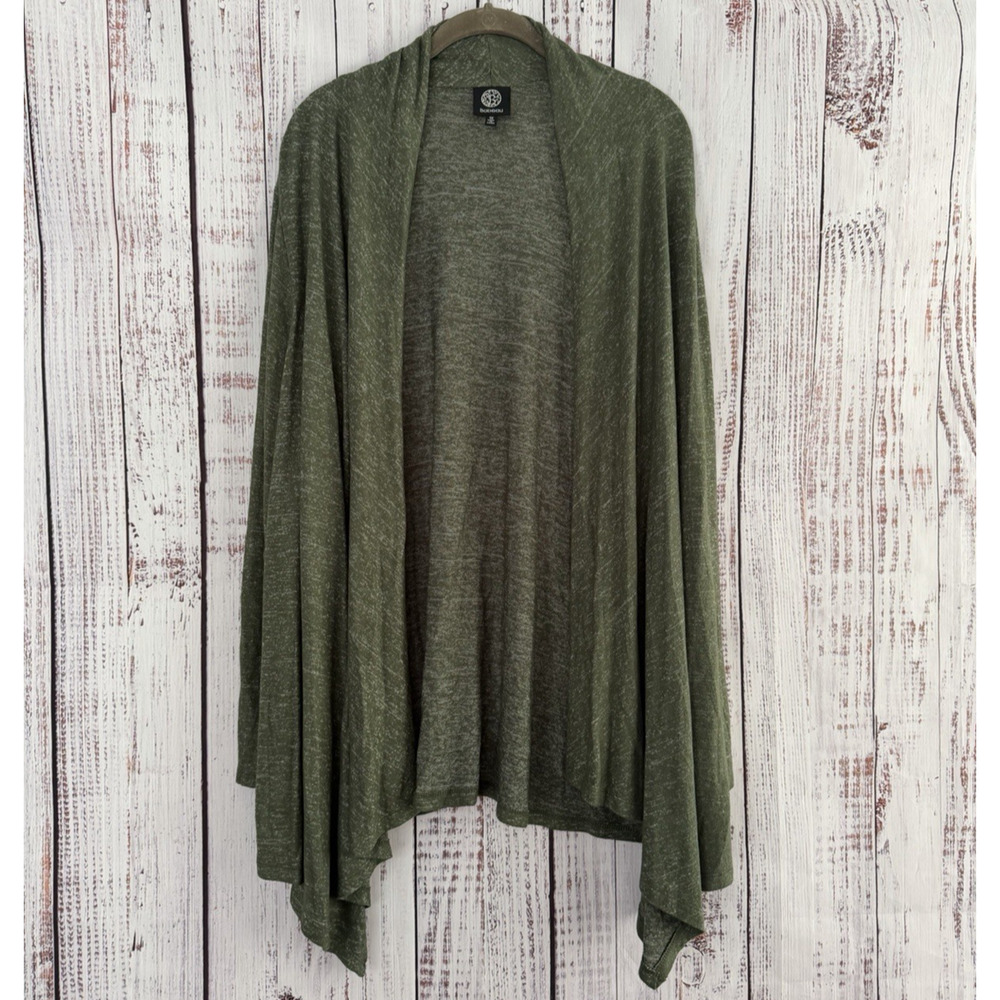 EUC Bobeau Women's 1XL Long Sleeve Cardigan Olive Green Super Soft Rayon Knit